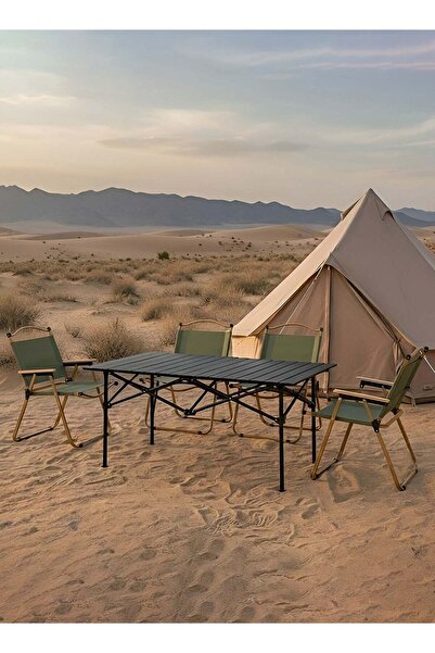 Taimi 5-Piece Foldable Camping Set: Adjustable Table (120x55x62cm) & 4 Foldin...