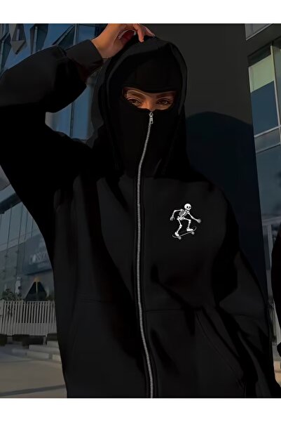 LAND MODA Μοντέρνο Φούτερ με Κουκούλα και Μάσκα Unisex