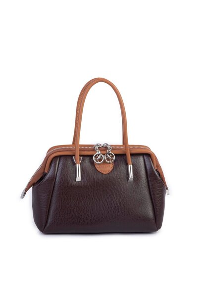 Nas Bag Vintage Kadın Midi Boy El ve Çapraz Çanta Kahve Taba Victoria-25/17/1...