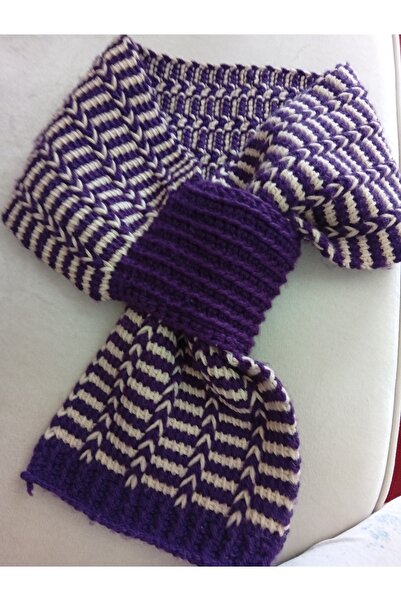 Pervin Ablacım El örgüsü kaşkol önden geçmeli 113 cm uzunluğunda