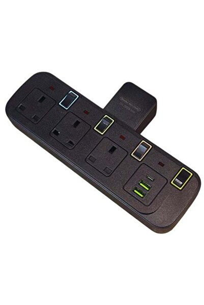 Generic 3 Way Multi Plug Extension Socket with 2 USB 1PD Type C