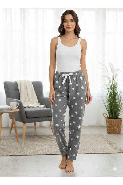 FAMES PİJAMA Women's Gray Fleece Pajama Bottoms