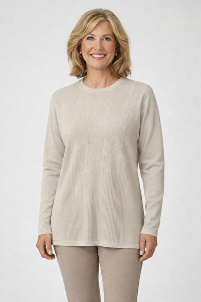 Nacar Kadın Triko Mevsimlik Soğuk İplik Bisiklet Yaka Genç Anne Kazak