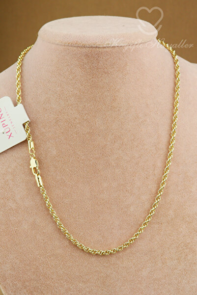 Keyifli Hayaller Xuping Kolye - Vip 3mm Xuping Burgu Zincir 14K Gold 45cm Şık...