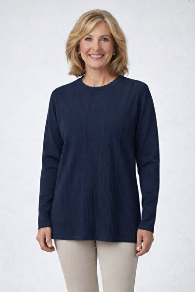 Nacar Kadın Triko Mevsimlik Soğuk İplik Bisiklet Yaka Genç Anne Kazak