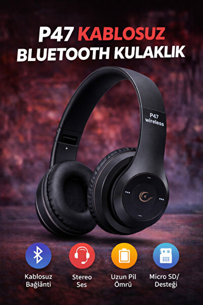 SepetteX P47 Bluetooth Kulaklık | Kablosuz Kulak Üstü | Katlanabilir | Mikrof...