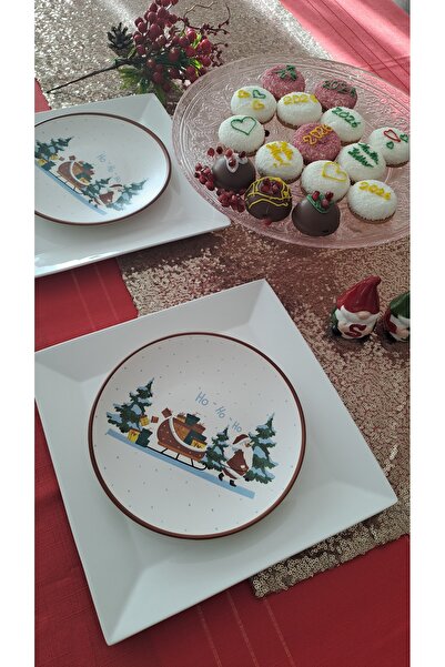 SOUL BY A&B 2-Piece Christmas Porcelain Plate Teni Year Presentation Plate Re...