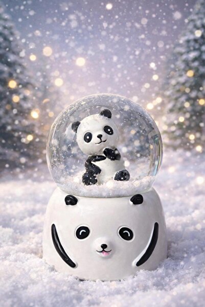 matheon Işıklı Panda Kar Küresi - LED Işıklı, Dekoratif Gece Lambası, Hediye