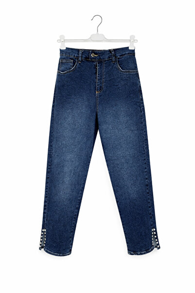 günay boutıque Stone Detailed Slit Jeans