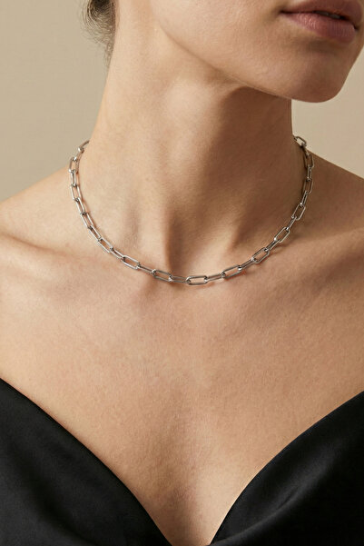 Rua Jewelry Steel Paper Clip Necklace - Classic Size 45 cm 4 mm Silver Color ...