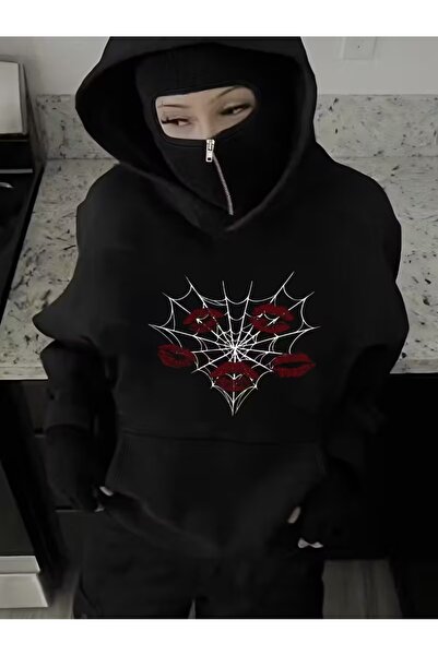 LAND MODA Μοντέρνο Φούτερ με Κουκούλα και Μάσκα Unisex