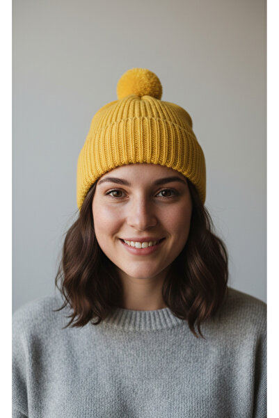 Loopa Kadın Ponponlu Şardonlu Kışlık Bere