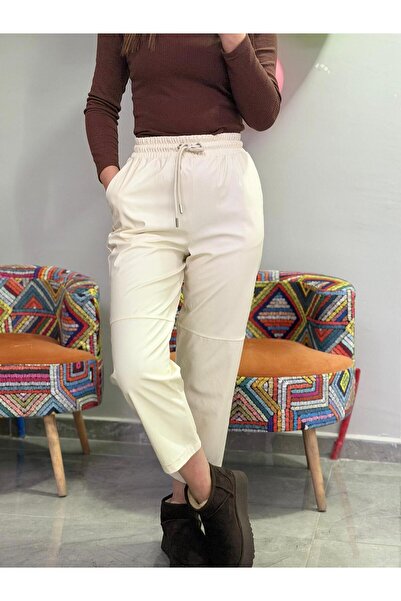 EYALÇIN Şardonlu Deri Pantolon