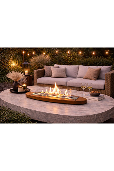 Trihome Ultra Mega Boy Ceviz Lux Şömine Masaüstü Dekoratif Şömine Bioethanol ...