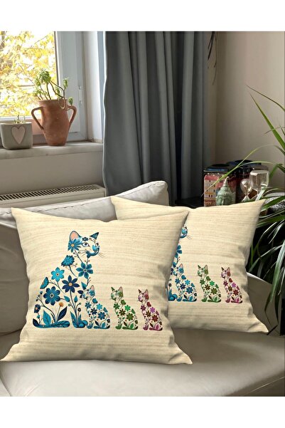 Ardizayn Cats and Kittens - Velvet Fabric 2-Piece Throw Pillow Cover 43X43Cm ...