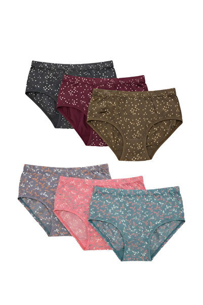 TEENS LIFESTYLE Pack of 6 - Inner Elastic Printed Cotton High Coverage Hipste...