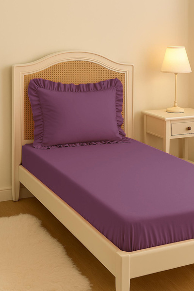 MundoLindo Fitted Sheet Set Single Fitted Sheet and Ruffled Pillow Case