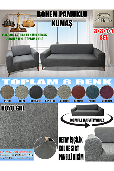 Home LUX BOHEM PAMUKLU KUMAŞ KOLTUK KILIFI SETİ - 3+3+1+1 SET 7 KG GELMEKTEDİ...