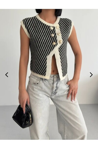 freya style Kadın Düğmeli Triko Yelek