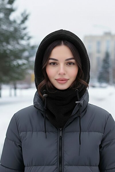Leiste Wig Kapşonlu Peluş Peluş Kadın Bere Atkı Kadın t Polar Boyunluk Şalı Rüzgar Geçirmez Şapka