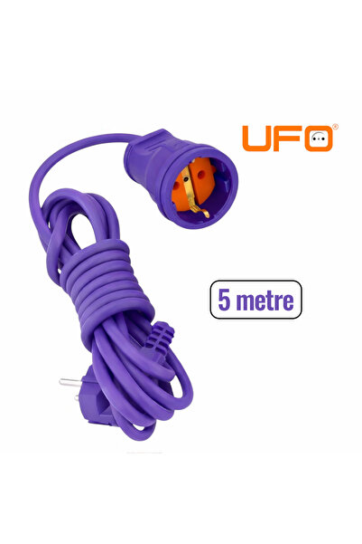 UFO Tekli grup priz mor renk (1.sınıf kaliteli)seyyar uzatma kablosu 5 metre