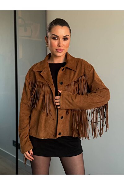 ROUPAS COLLECTİON Püsküllü Kahverengi Ceket