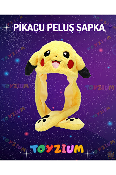 Shem Pikaçu Peluş Şapka – Hareketli Kulaklı LED Işıklı Taç - Eğlenceli Parti ...