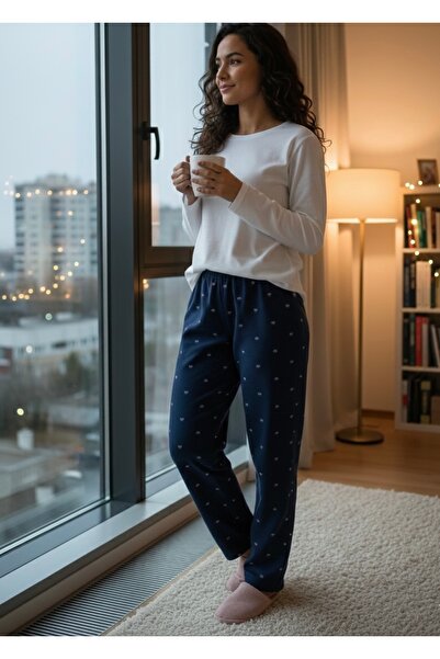 HAVVA HOME Kalp Desenli Kadın Polar Pantolon