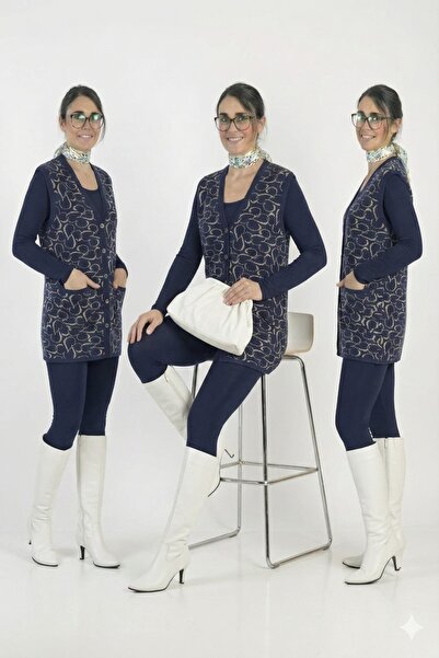 onno style women Classic Knitted Buttoned Vest with Heart Pattern