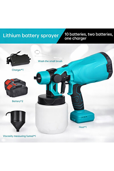Generic Cordless Electric Paint Spray Gun with 800ml Tank, Rechargeable Paint Sprayer
