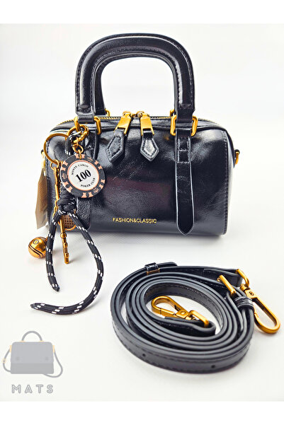 DSN Siyah Rugan Charm Aksesuarlı El Ve Omuz Çantası