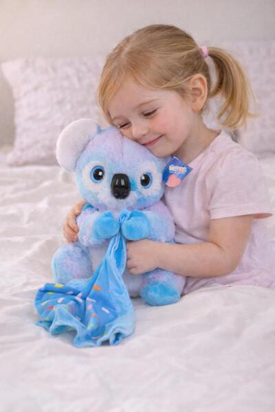 hak-iş oyuncak 30 cm Plush Koala with Blanket – Blue Pastel Colored