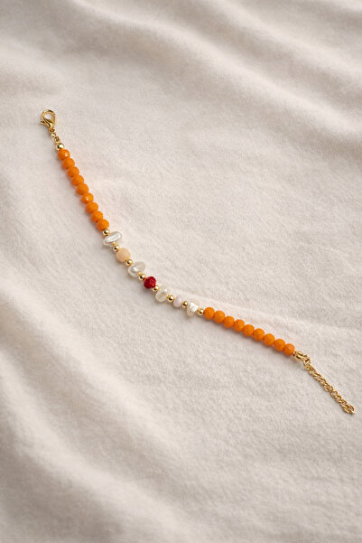Karma Orange & Pearl Detail Women's Bracelet