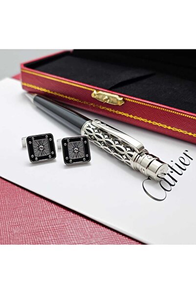 Cartier Cartier Louis pen with geometric patterns and cufflinks
