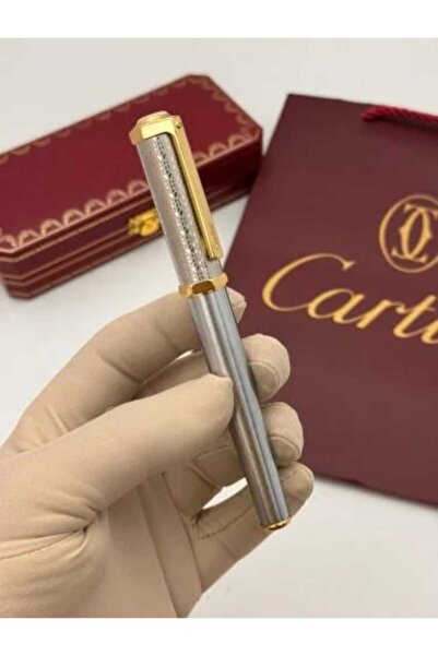 Cartier قلم كارتير لويس الذهبي بنقوش هندسية مع كبك
