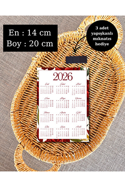 Renkia Studio 14x20 cm 2026 Yıllık Takvim - Çok Amaçlı Kullanım - Magnet/Post...