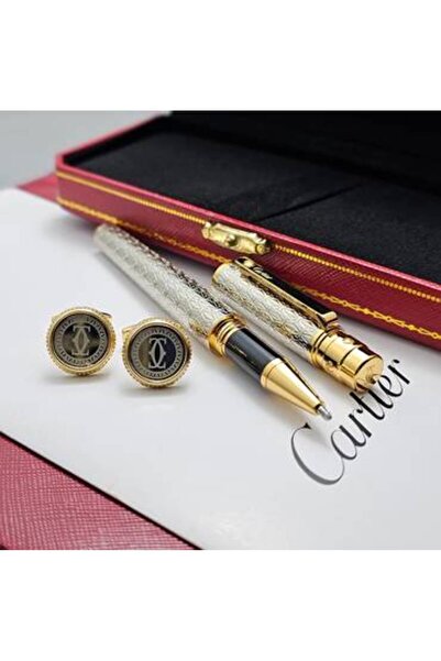 Cartier قلم كارتير سانتوس بنقوش مفرغة مع كبك كارتير دائري كلاسيك