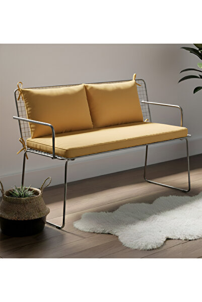 SLLER Dekoratif Metal Tel Bank - Şık Antre ve Mutfak Koltuğu - Taşınabilir Po...