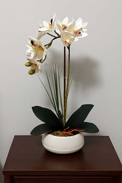 MAKİ DEKOR Saksılı Islak Dokulu Yapay Spidyum Orkide 55 CM Boyunda Dekoratif ...