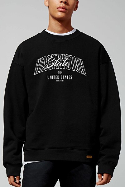 donamod Hanorac negru oversize Washington Adrift108