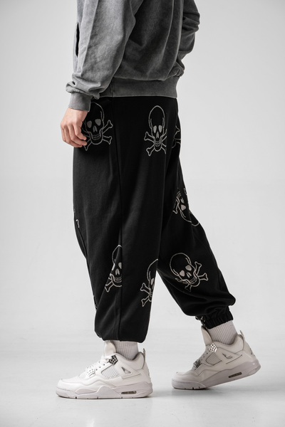 Gerusta Erkek Siyah Kuru Kafa Pileli Şalvar Pantolon