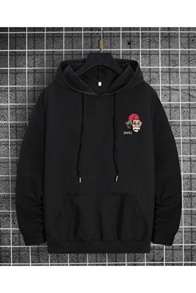 donamod سويت شيرت بقلنسوة كبير الحجم مطبوع عليه آينشتاين أسود للرجال Beniseng...