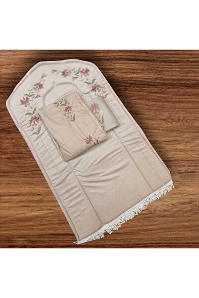 Gerenic Luxury 3-Piece Embroidered Prayer Rug Set