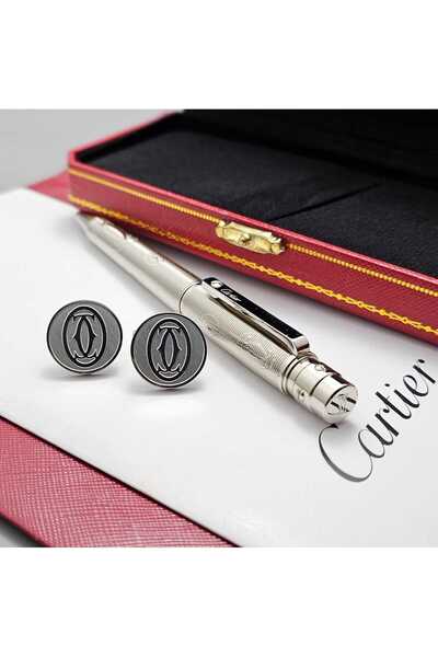 Cartier قلم كارتير لويس بنقوش هندسية مع كبك كارتير مكعب