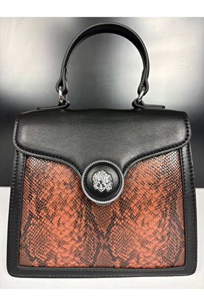 Levidor Camel Snake Skin Look Square Hand and Shoulder Bag