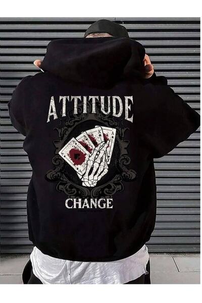 donamod Cokke Unisex Black Attitude Rucsac cu imprimeu cu glugă Swea tricou