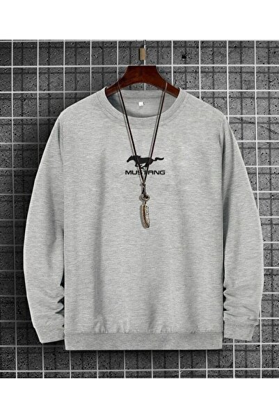 donamod Gri pentru bărbați Mustang cu imprimeu supradimensionat Swea tricou B...