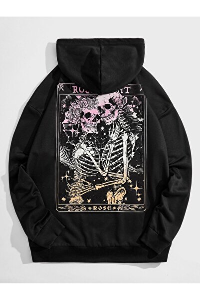 donamod Hanorac cu șnur din seria Coko cu imprimeu cu craniu și flori