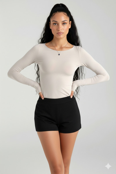 RABTEKS Soft Touch Women's Beige Boat Neck Flexible Comfortable Casual Blouse