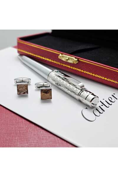 Cartier Cartier Louis pen with geometric patterns and cufflinks